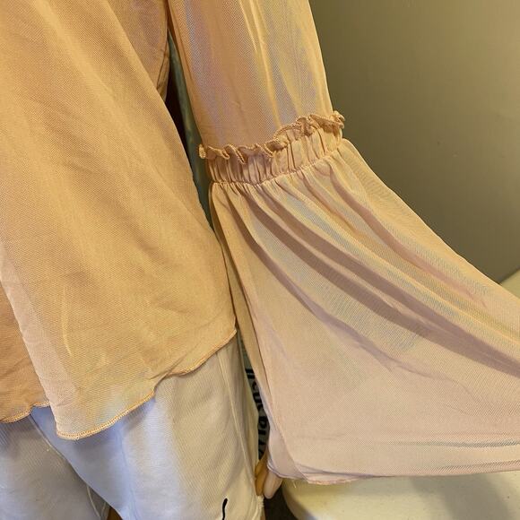 Bongo Sheer Bell Sleeve Top Detachable Tank Fairy Goth Y2K Jrs XL Rose Smoke New - Picture 4 of 10